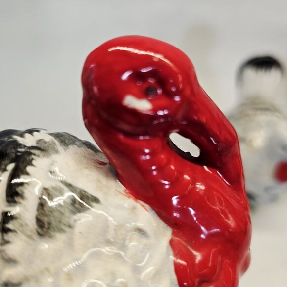 Large Vintage Thanksgiving Turkey Salt & Pepper Shakers Male Female Japan MCM - Picture 6 of 9